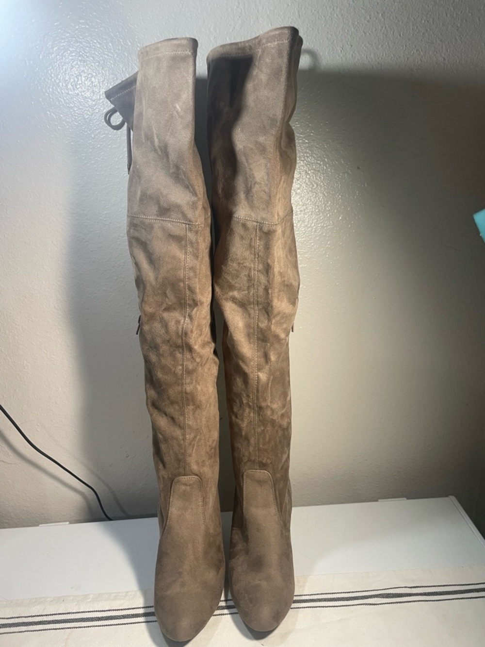 a new day Taupe Over-the-Knee Suede Heeled Boots